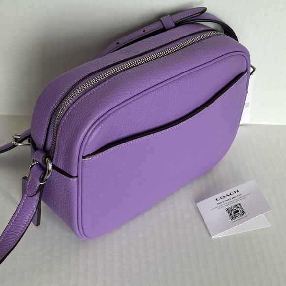 NWT Coach Jamie Refined Pebble Leather Camera Bag CR110 in Silver/Iris - Picture 14 of 16